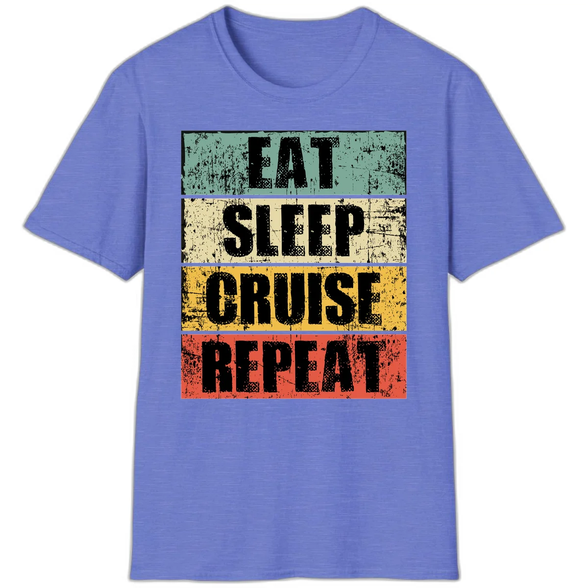 Eat Sleep Cruise Repeat T-Shirt in Heather Royal