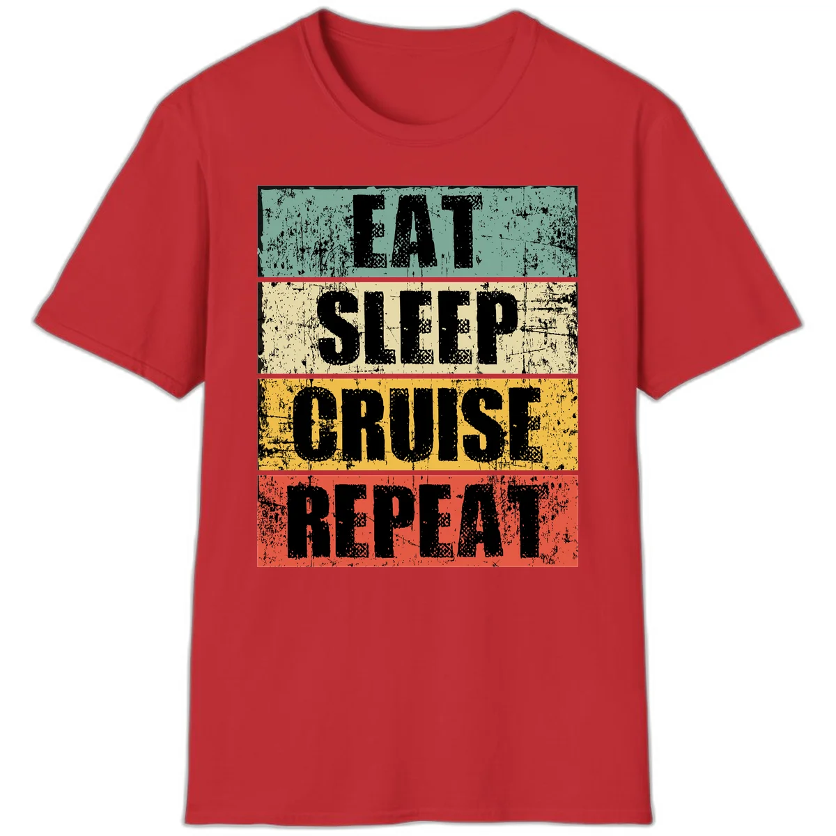 Eat Sleep Cruise Repeat T-Shirt in Red