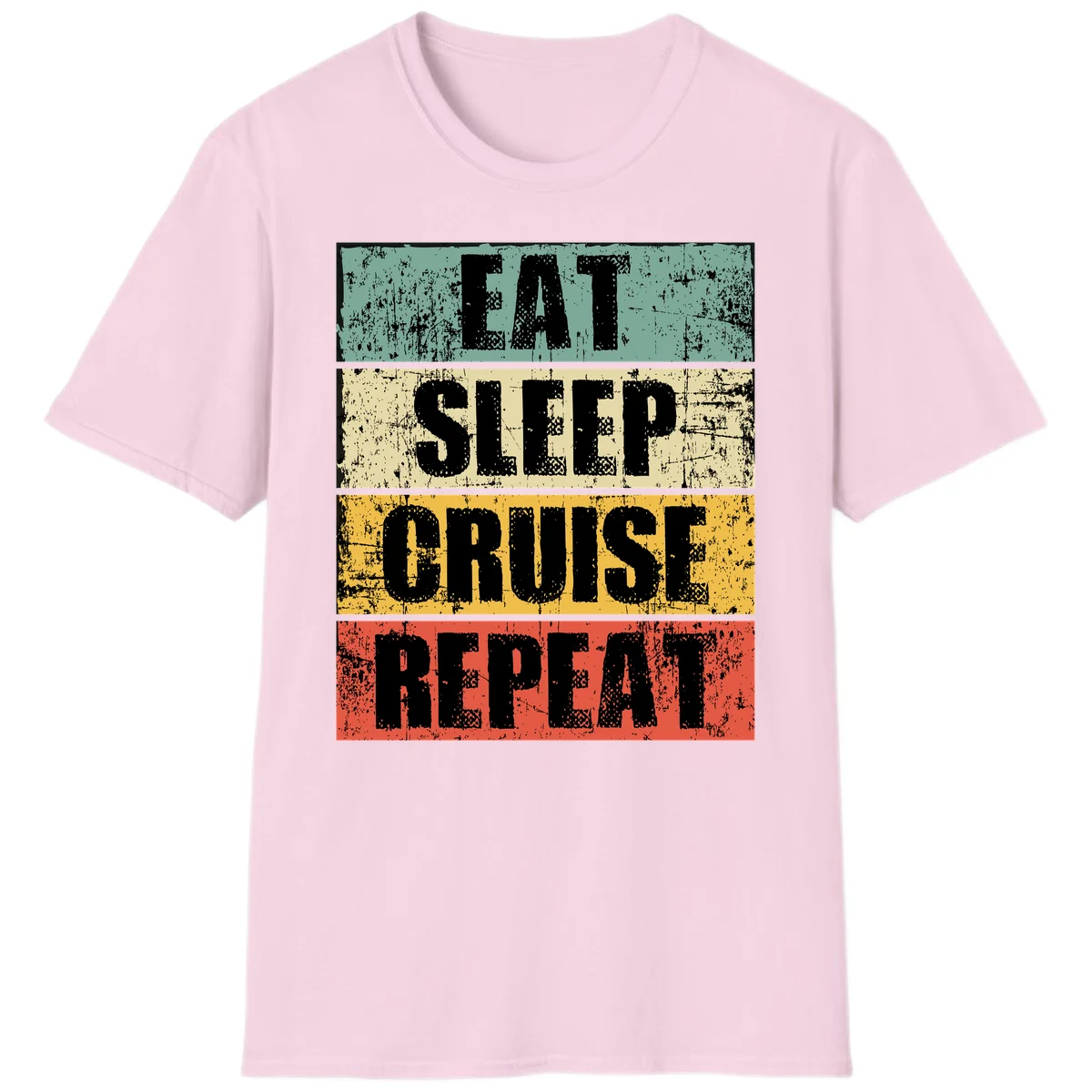 Eat Sleep Cruise Repeat T-Shirt in Light Pink