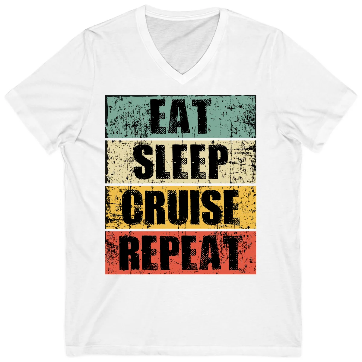 Eat Sleep Cruise Repeat V-Neck in White