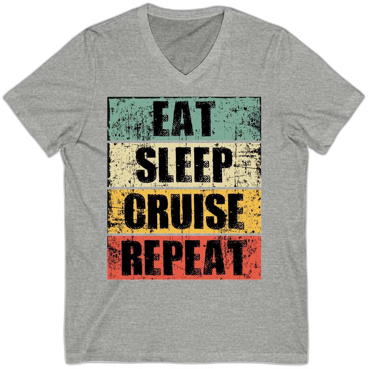Eat Sleep Cruise Repeat V-Neck in Athletic Heather