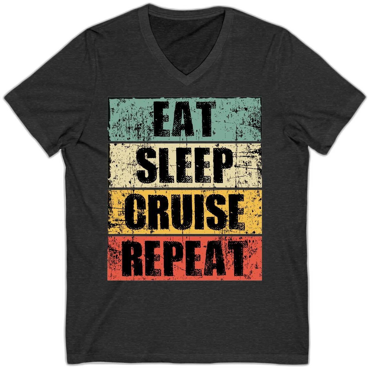 Eat Sleep Cruise Repeat V-Neck in Dark Grey Heather