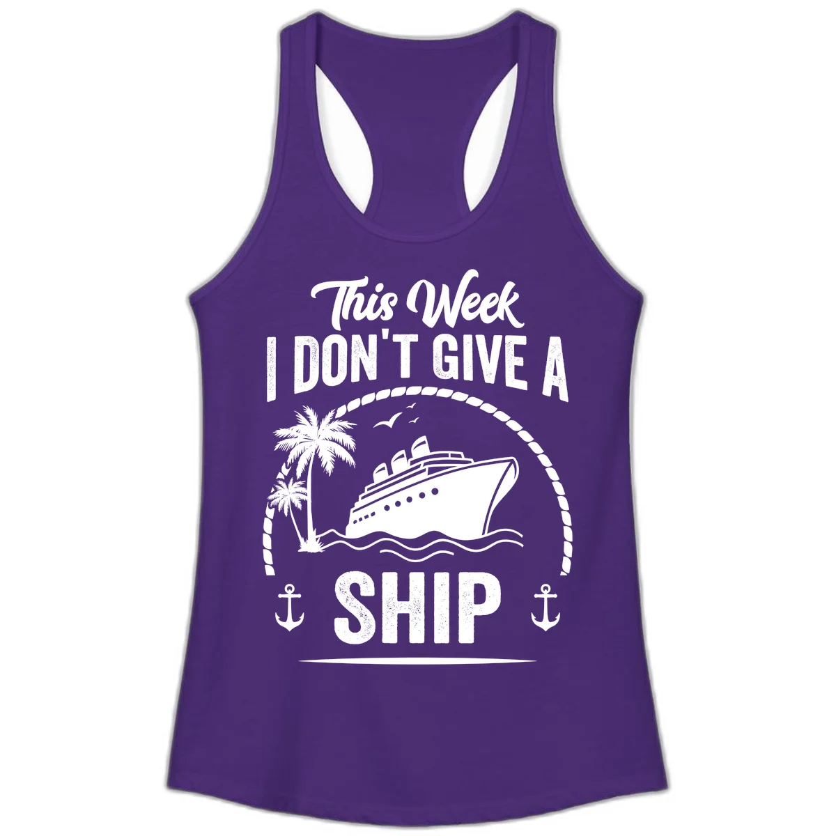 This Week I Don't Give A Ship Ladies Tank Top in Solid Purple Rush
