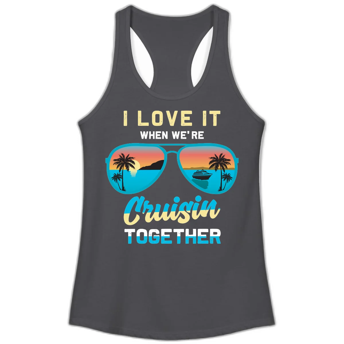 Cruising When We're Cruisin Together Ladies Tank in Solid Dark Gray