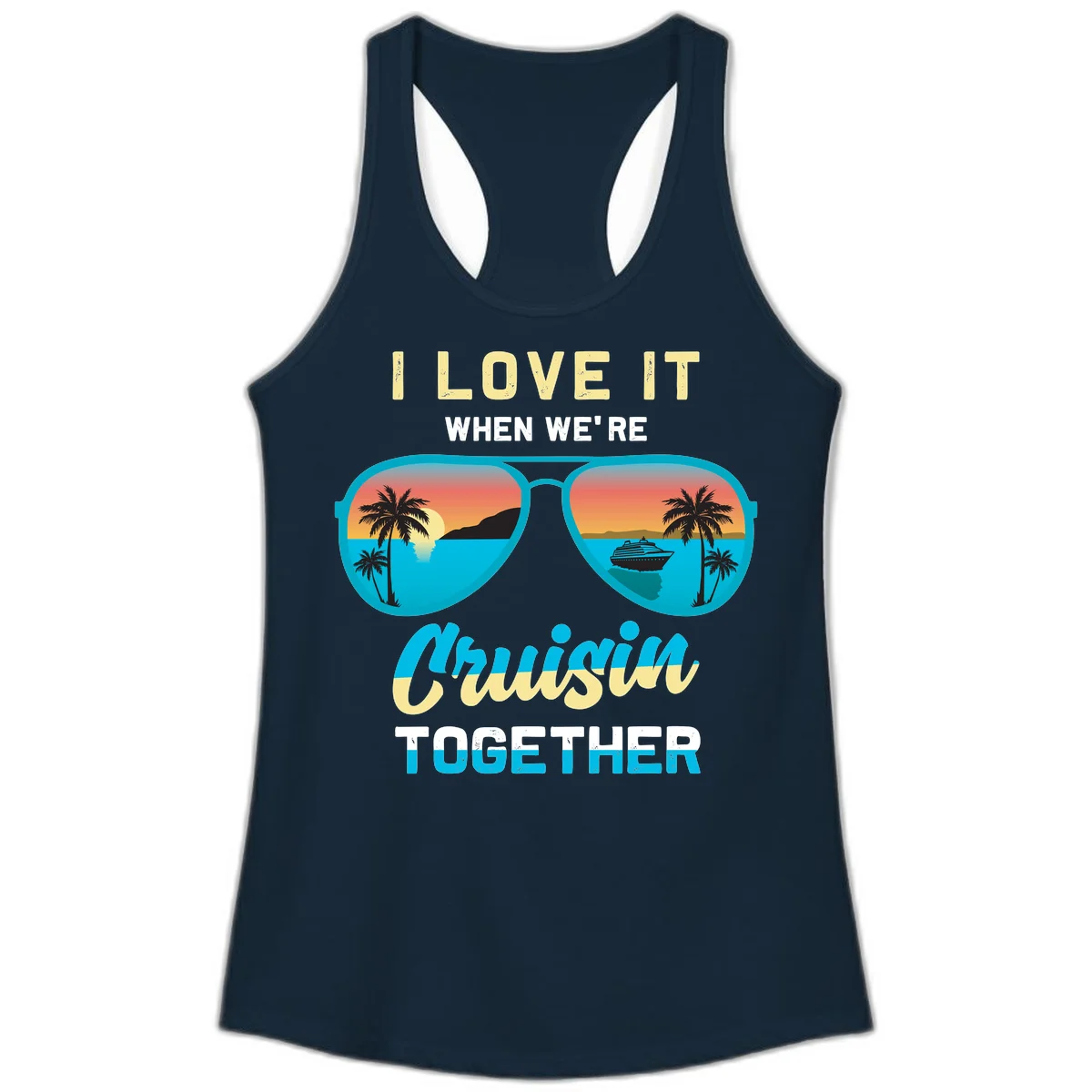 Cruising When We're Cruisin Together Ladies Tank in Solid Midnight Navy
