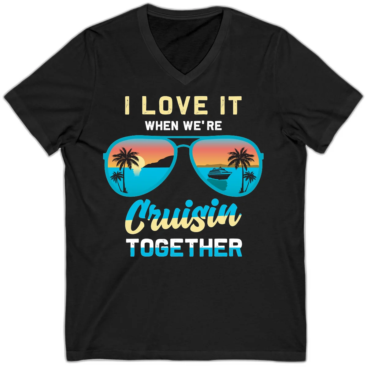 Cruising When We're Cruisin Together V-Neck in Black