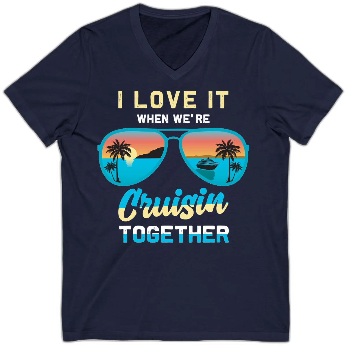 Cruising When We're Cruisin Together V-Neck in Navy