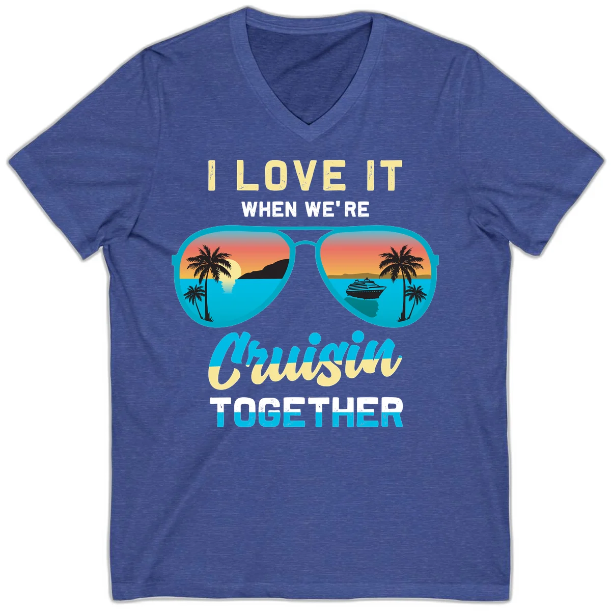 Cruising When We're Cruisin Together V-Neck in Heather True Royal