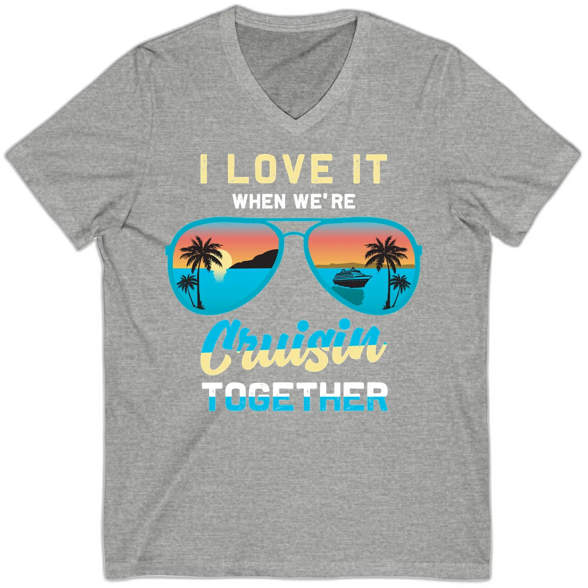 Cruising When We're Cruisin Together V-Neck in Athletic Heather