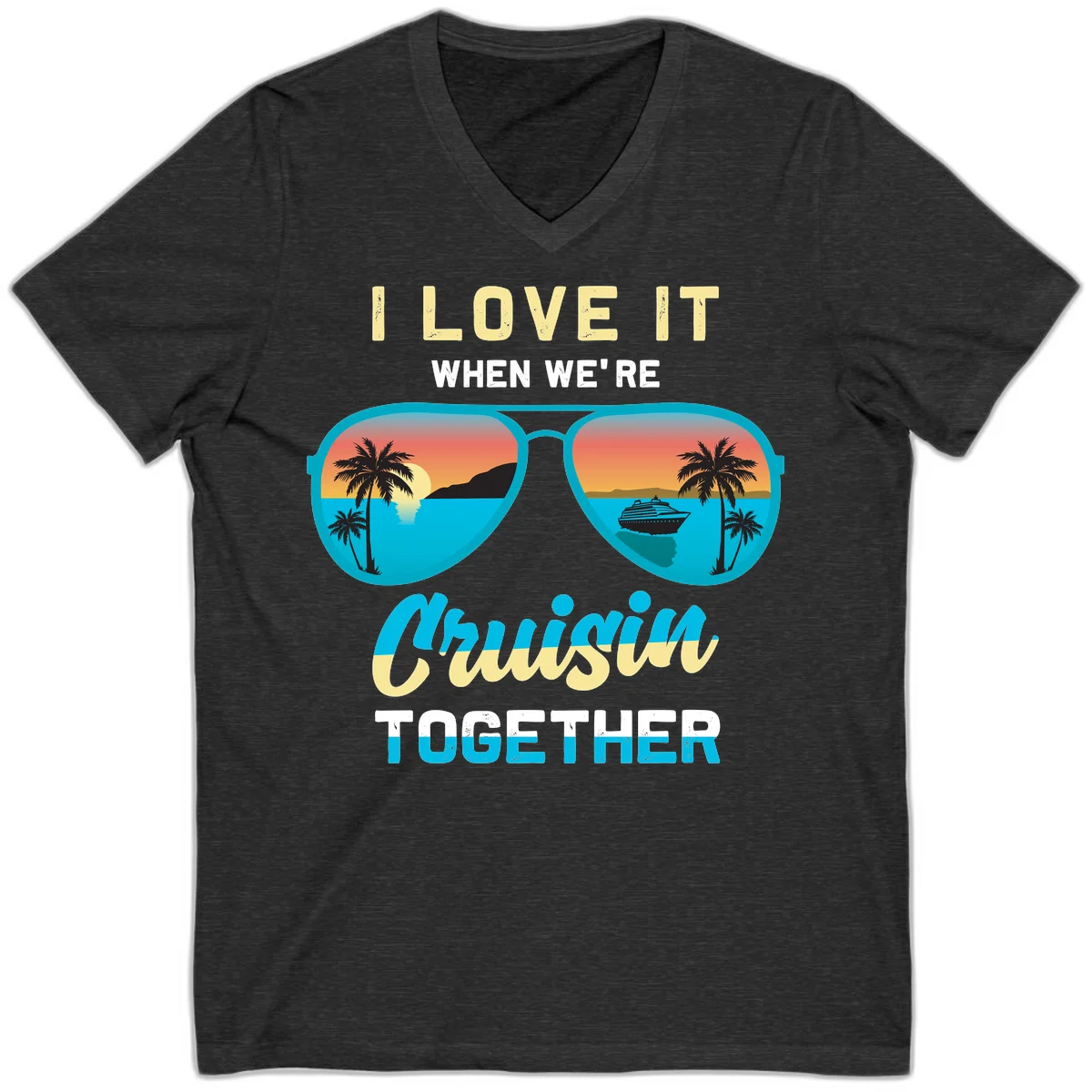 Cruising When We're Cruisin Together V-Neck in Dark Grey Heather