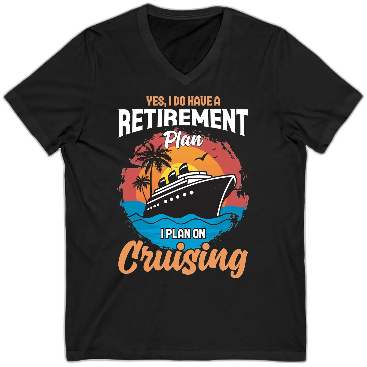 Retirement Plan Cruising V-Neck in Black