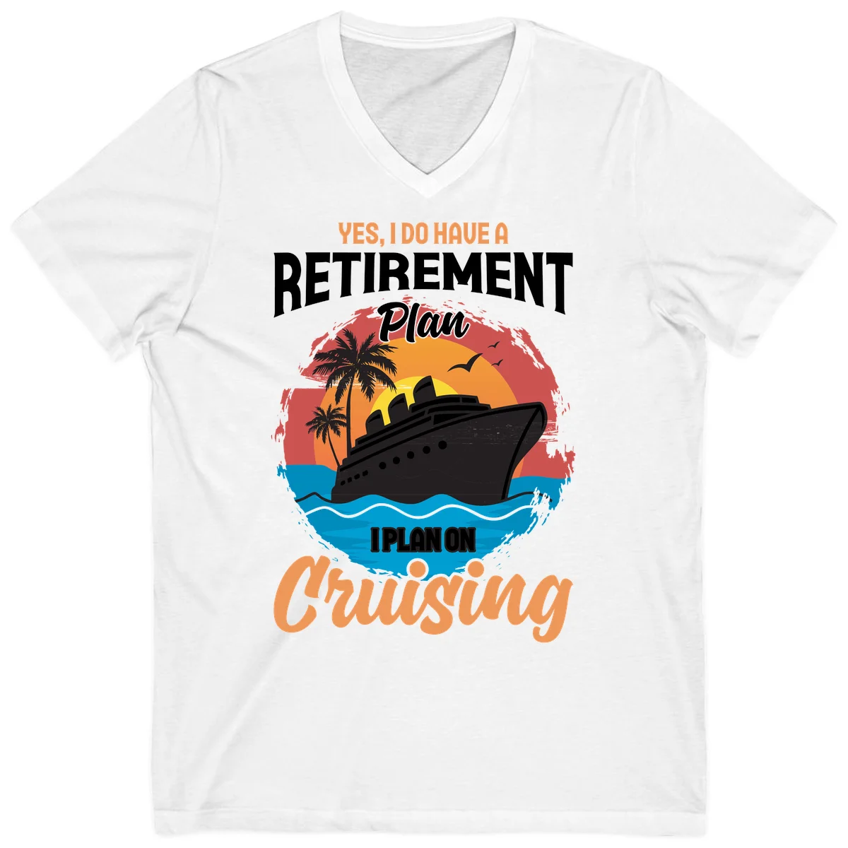 Retirement Plan Cruising V-Neck in White