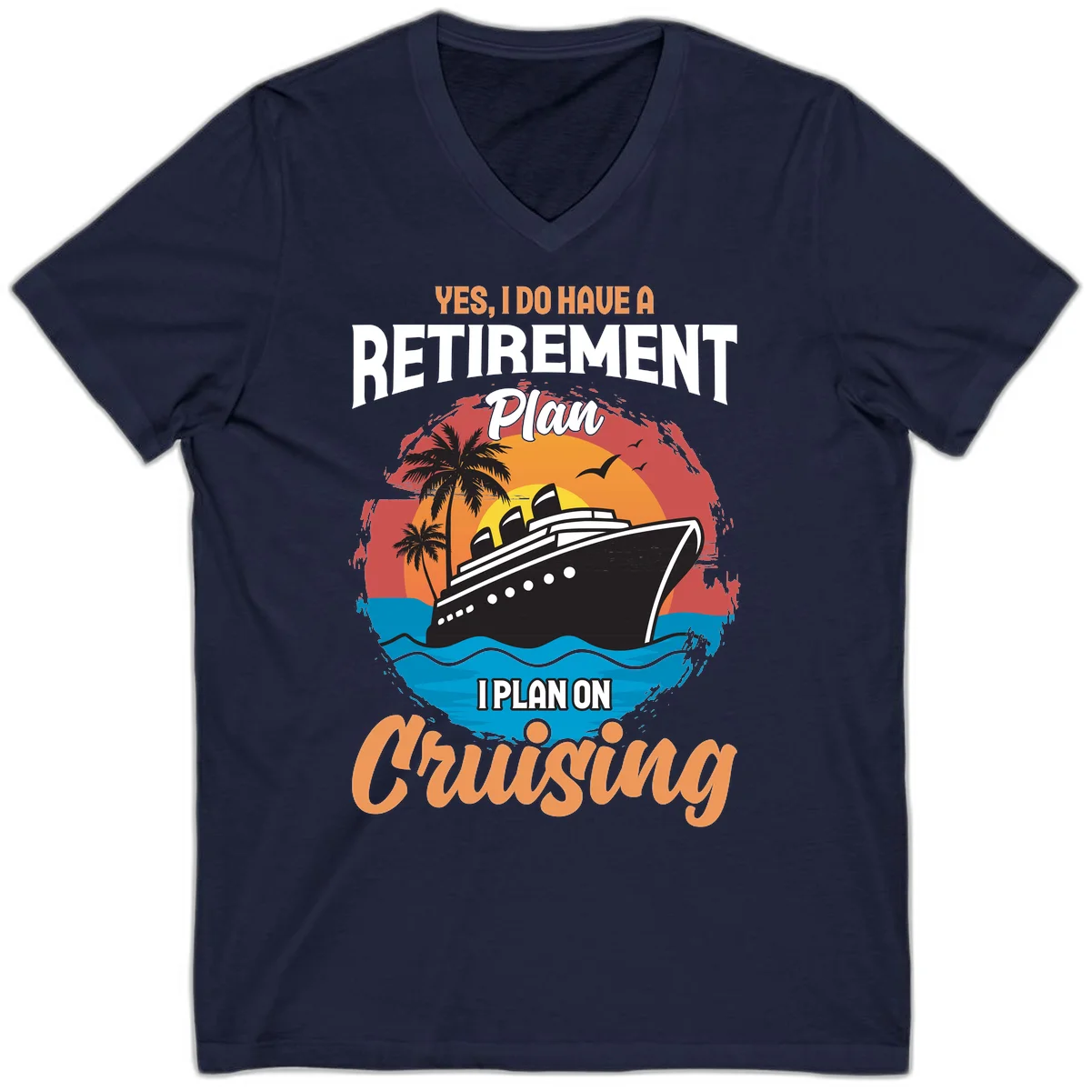 Retirement Plan Cruising V-Neck in Navy
