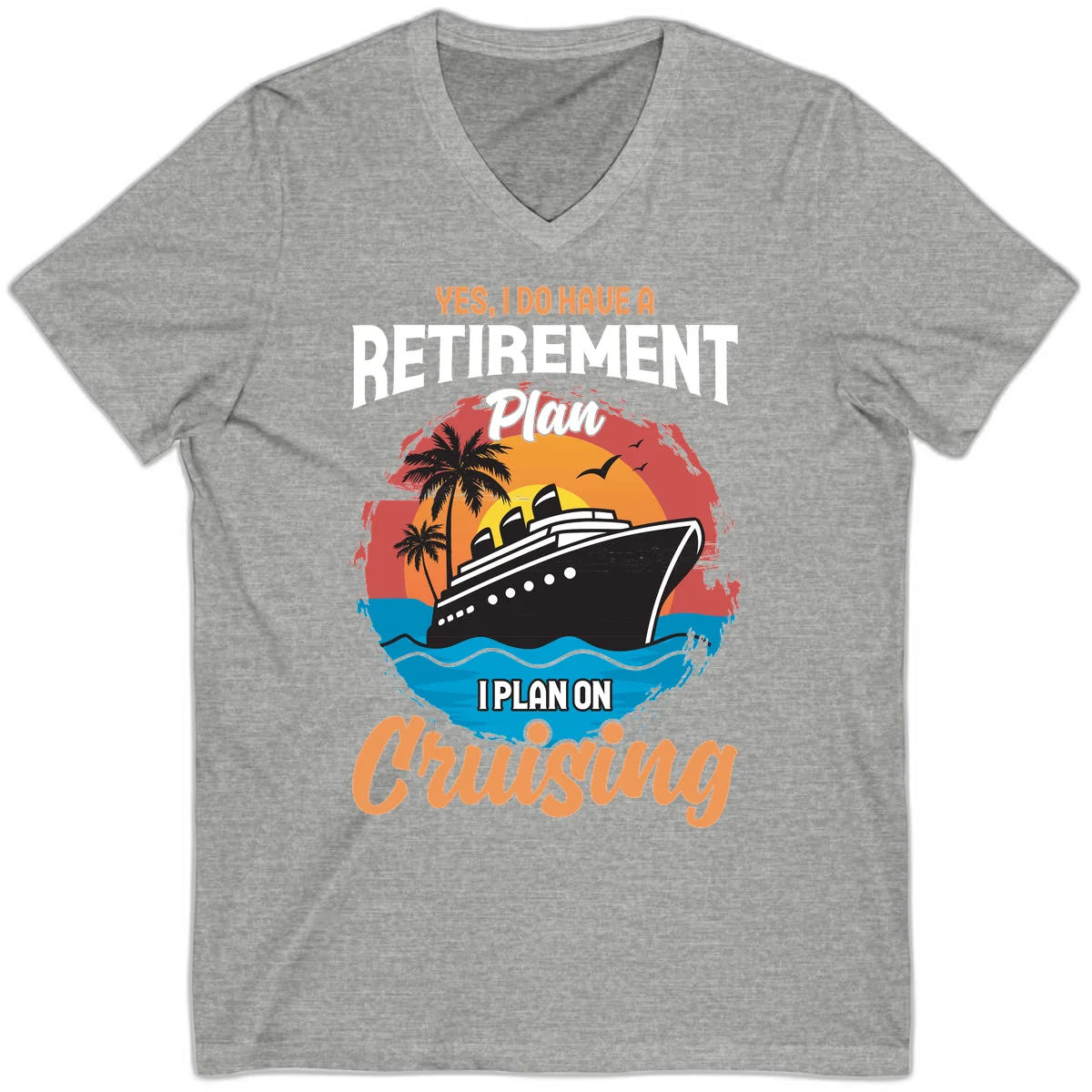 Retirement Plan Cruising V-Neck in Athletic Heather