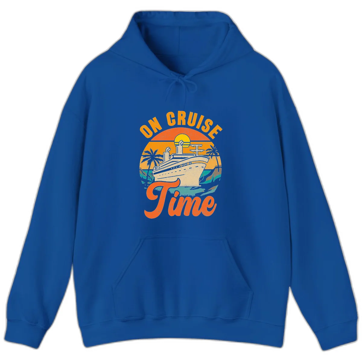 On Cruise Time Vintage Sunset Cruise Ship Hoodie in Royal