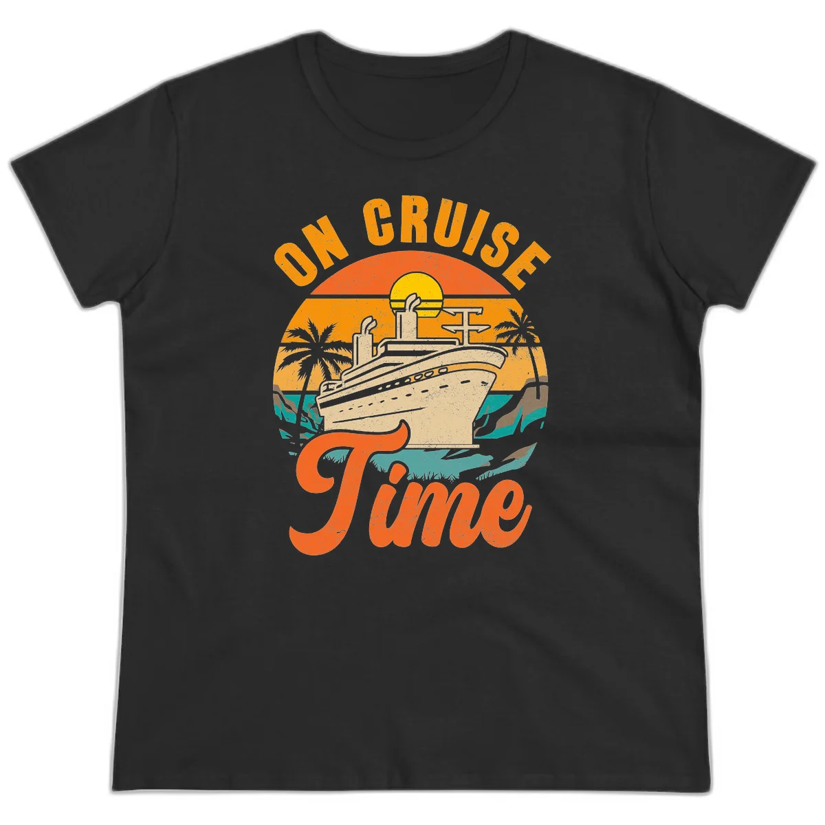 On Cruise Time Ladies Fit Retro Cruise Tee in Black