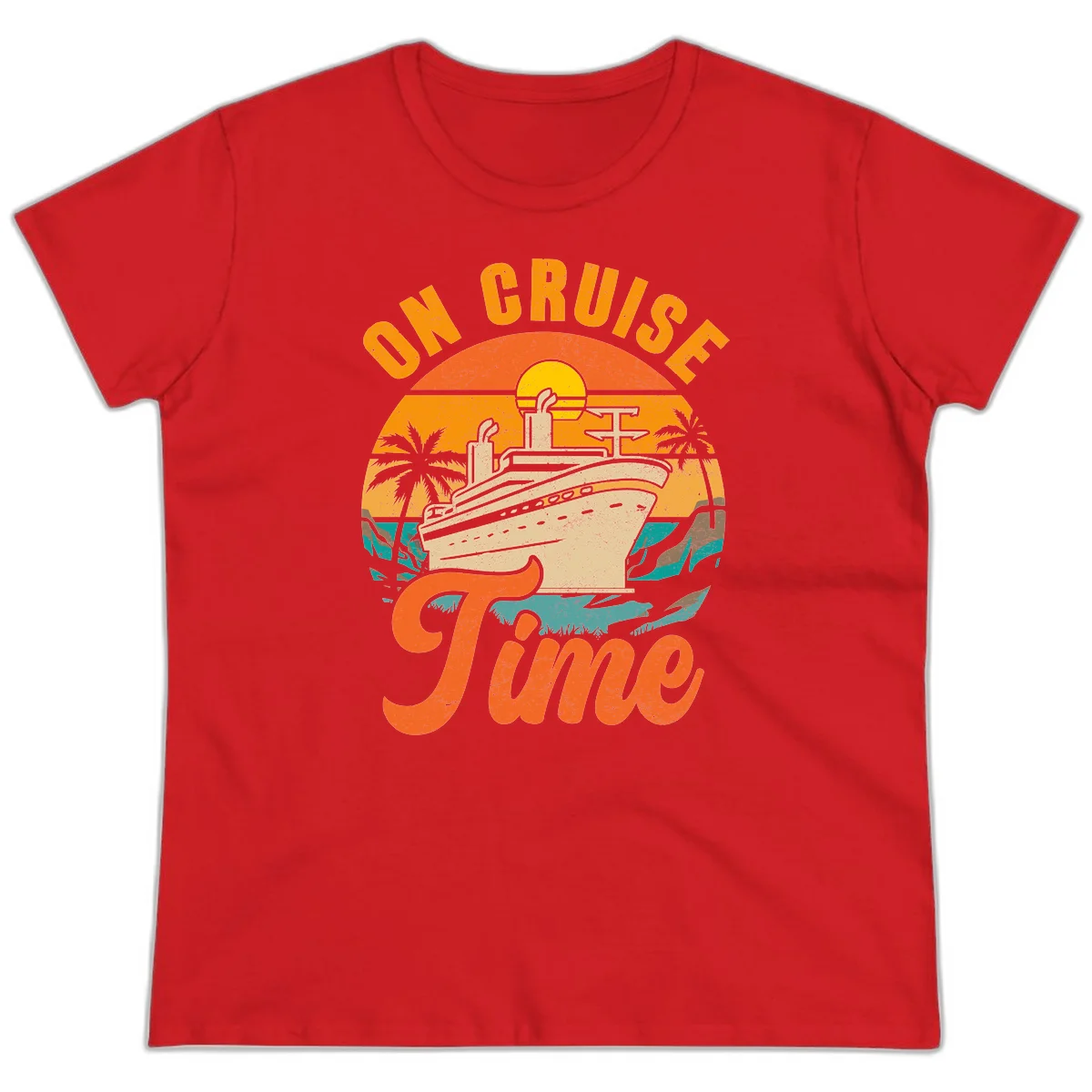 On Cruise Time Ladies Fit Retro Cruise Tee in Red