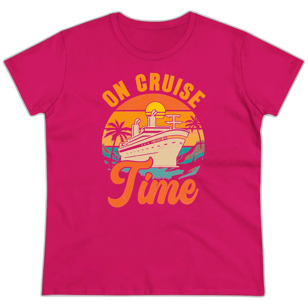 On Cruise Time Ladies Fit Retro Cruise Tee in Heliconia