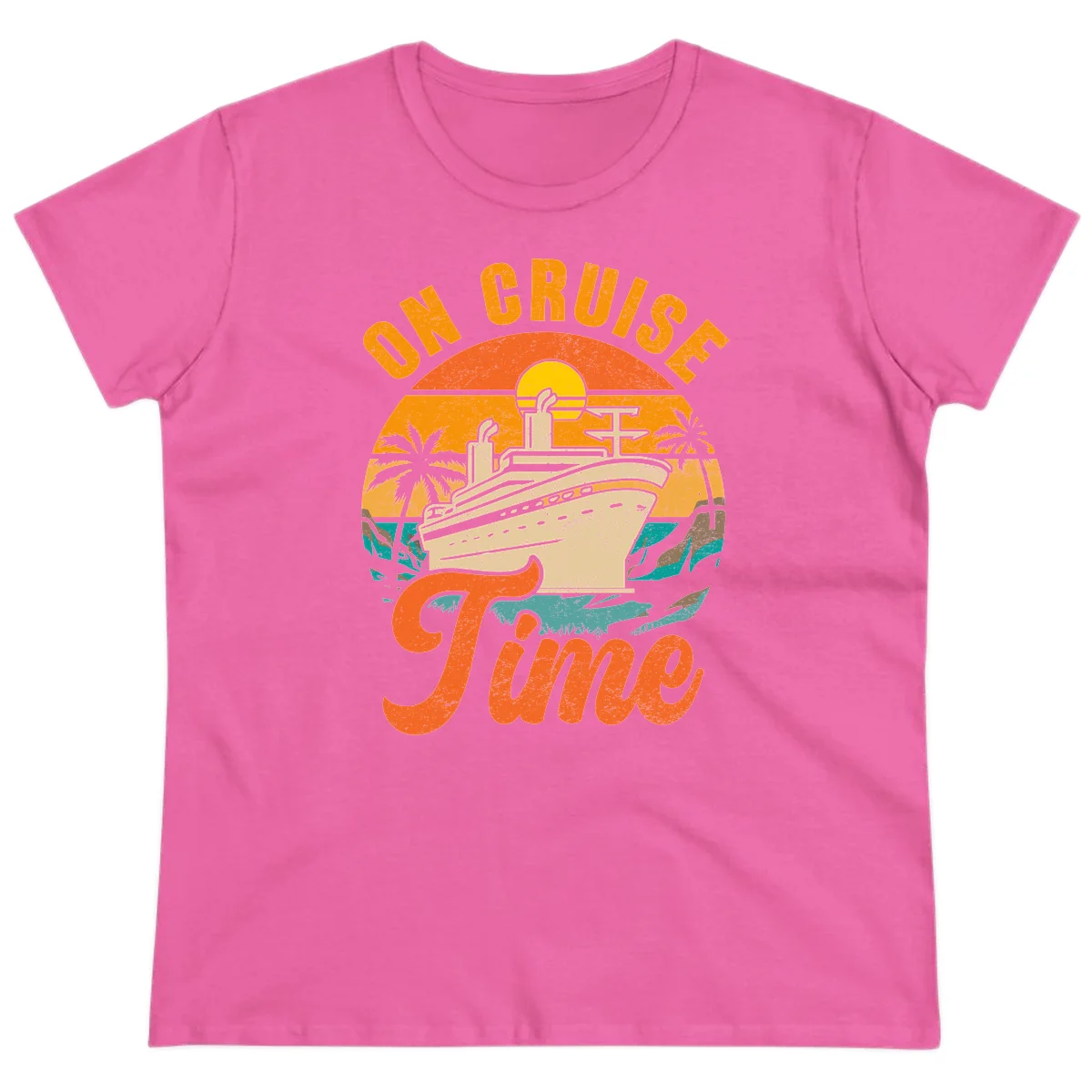 On Cruise Time Ladies Fit Retro Cruise Tee in Azalea