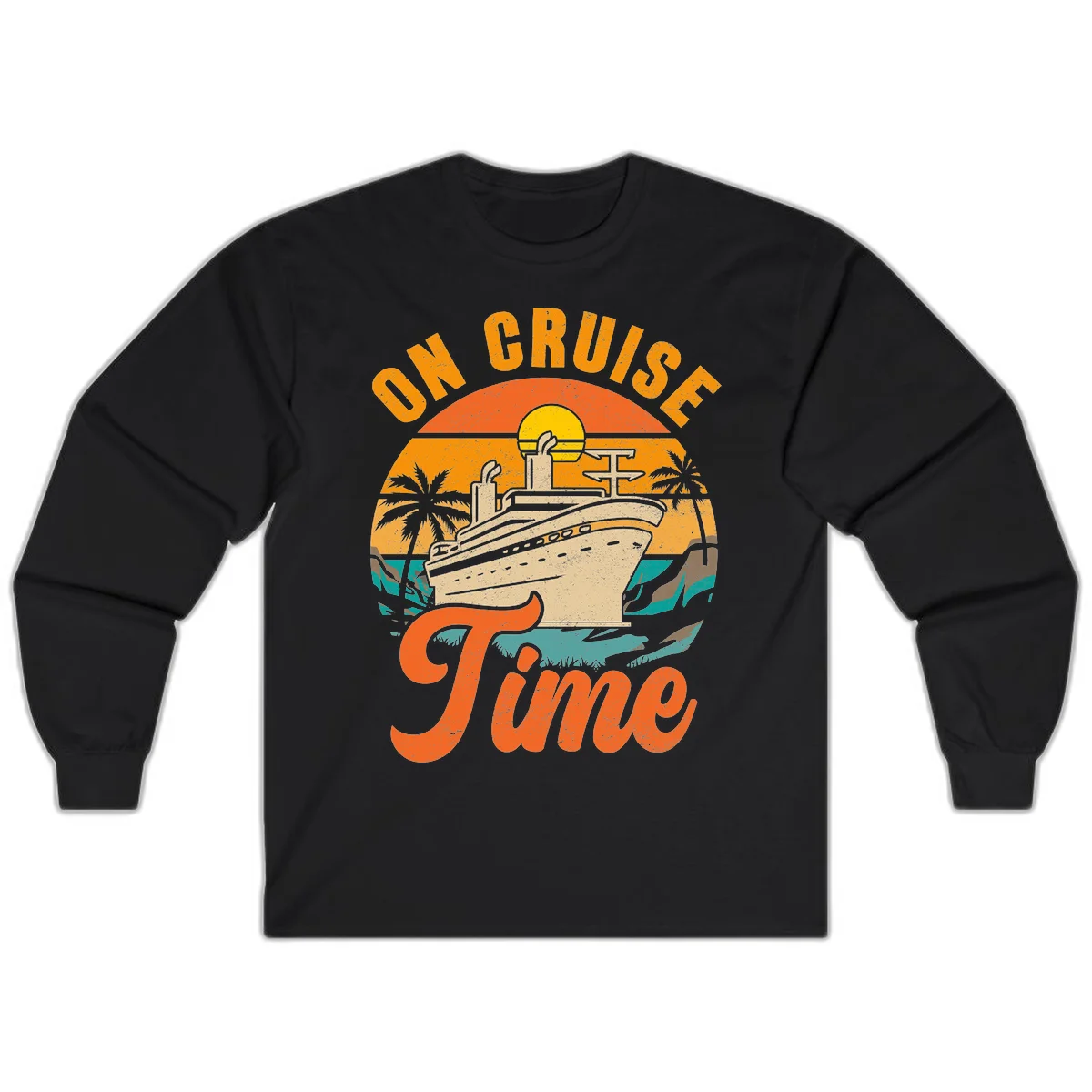 On Cruise Time Long Sleeve Vintage Cruise Shirt in Black