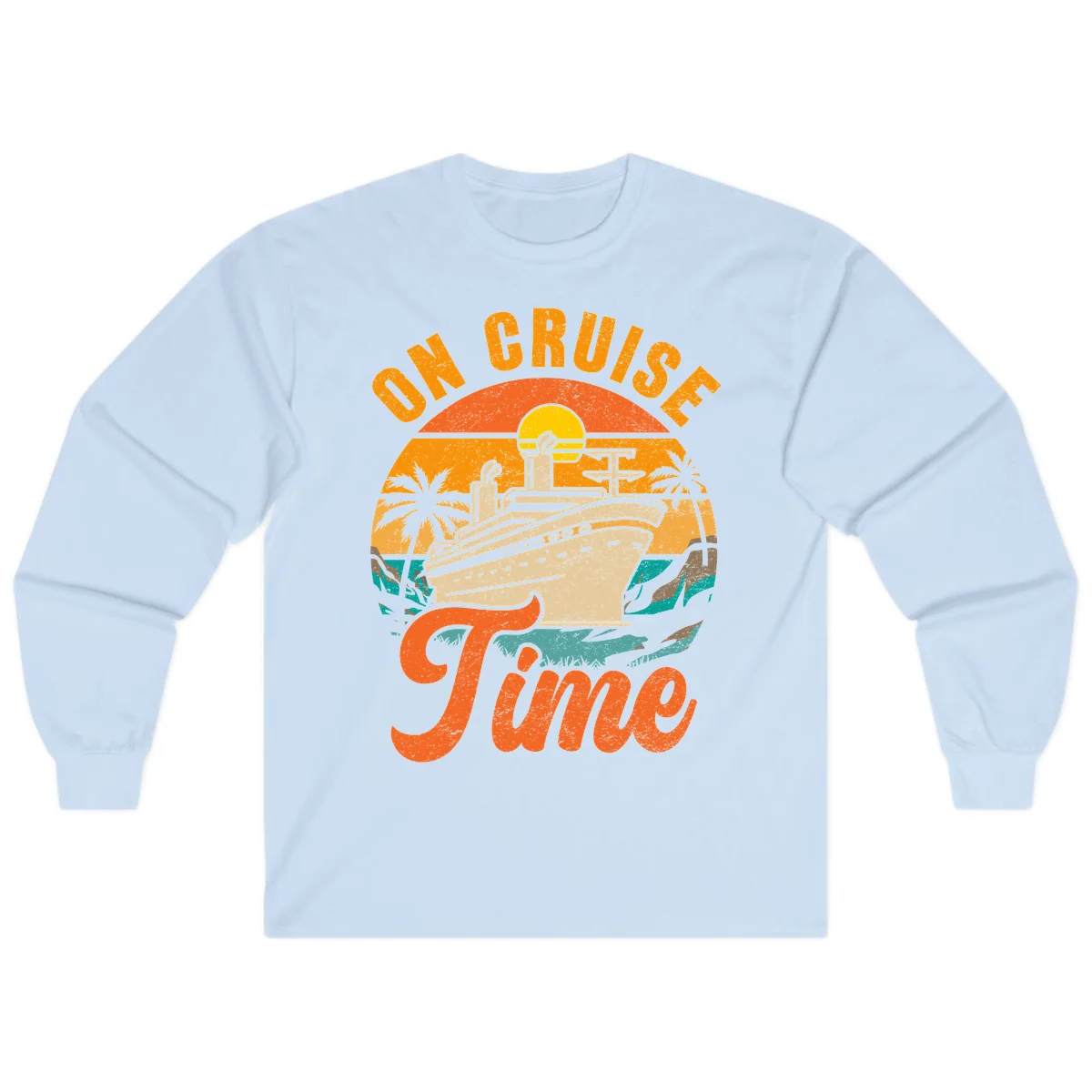 On Cruise Time Long Sleeve Vintage Cruise Shirt in Light Blue
