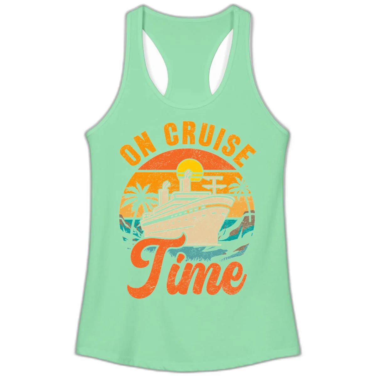 On Cruise Time Ladies Racerback Tank Top in Solid Mint