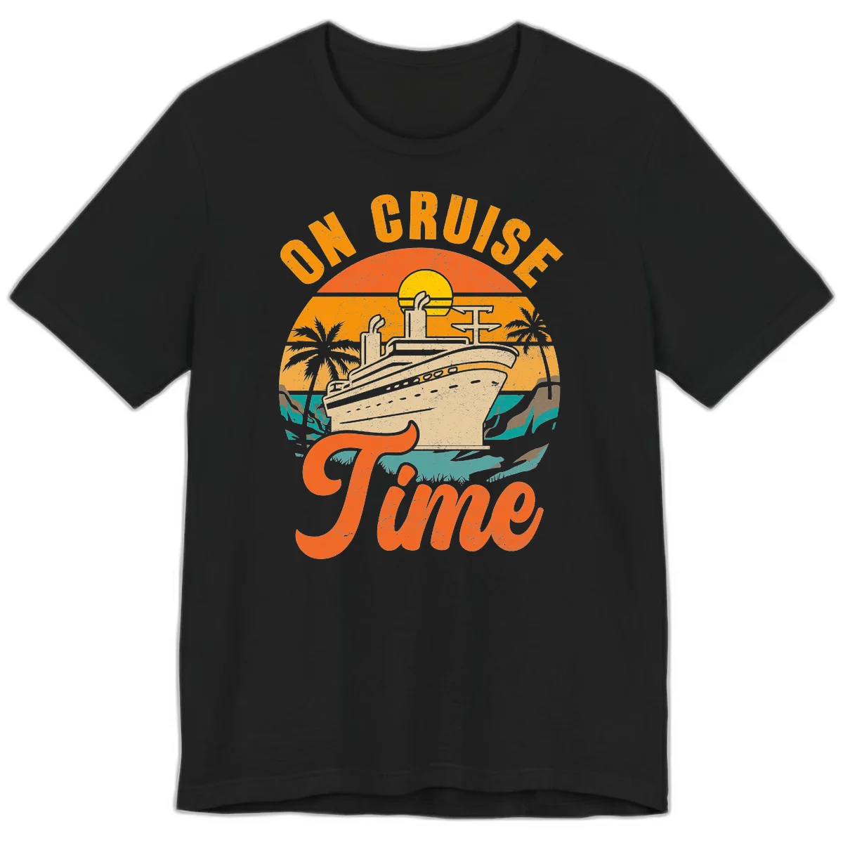 On Cruise Time Vintage Sunset Premium T-Shirt in Black