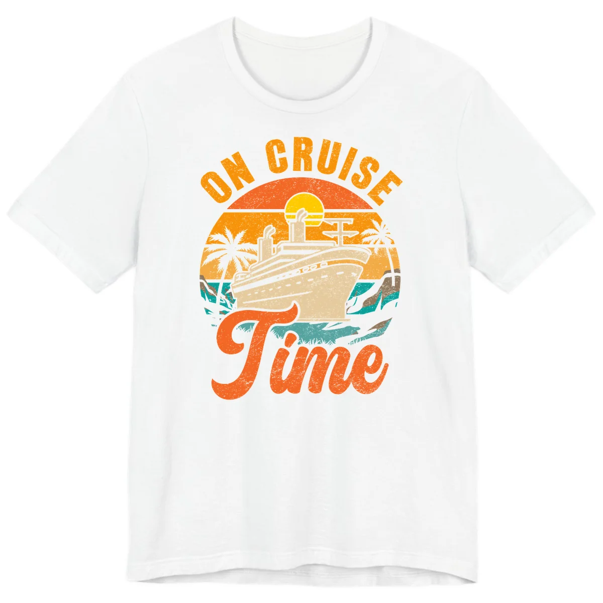 On Cruise Time Vintage Sunset Premium T-Shirt in White