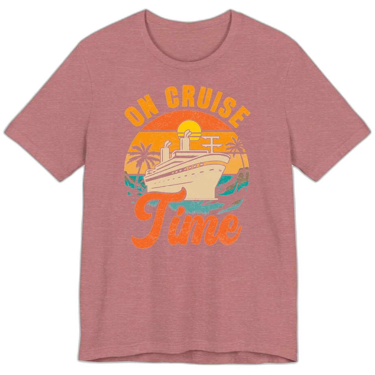 On Cruise Time Vintage Sunset Premium T-Shirt in Heather Mauve