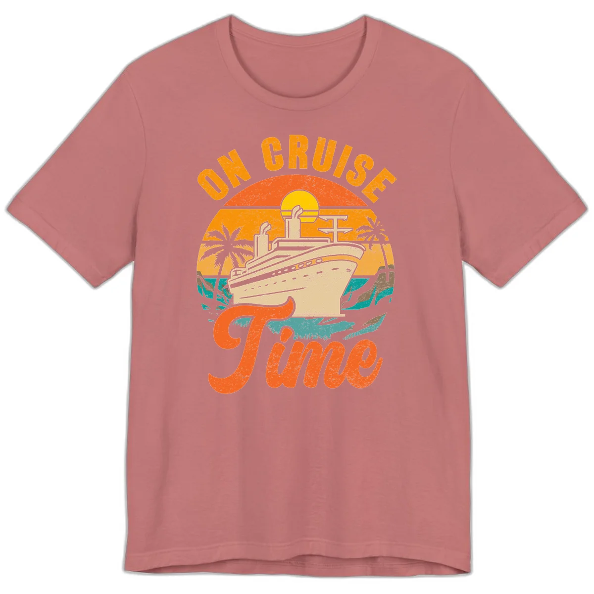 On Cruise Time Vintage Sunset Premium T-Shirt in Mauve