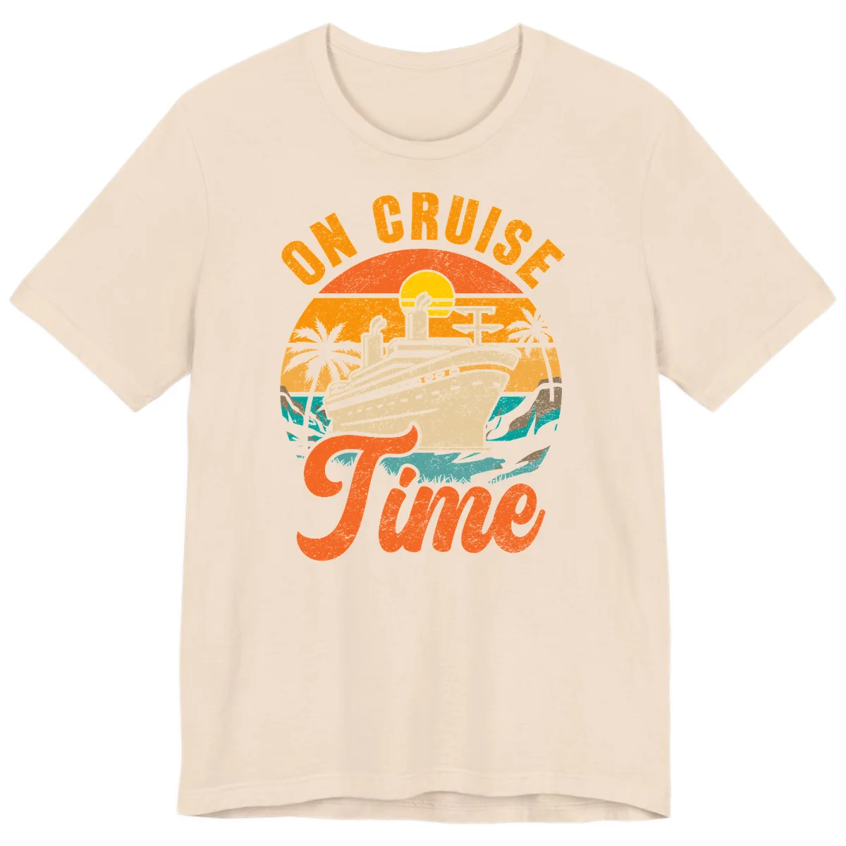 On Cruise Time Vintage Sunset Premium T-Shirt in Soft Cream