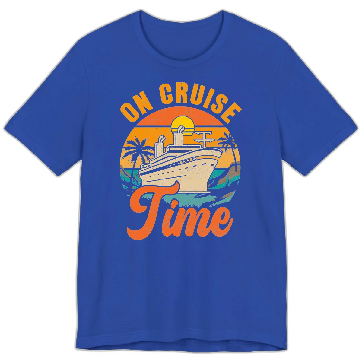 On Cruise Time Vintage Sunset Premium T-Shirt in True Royal