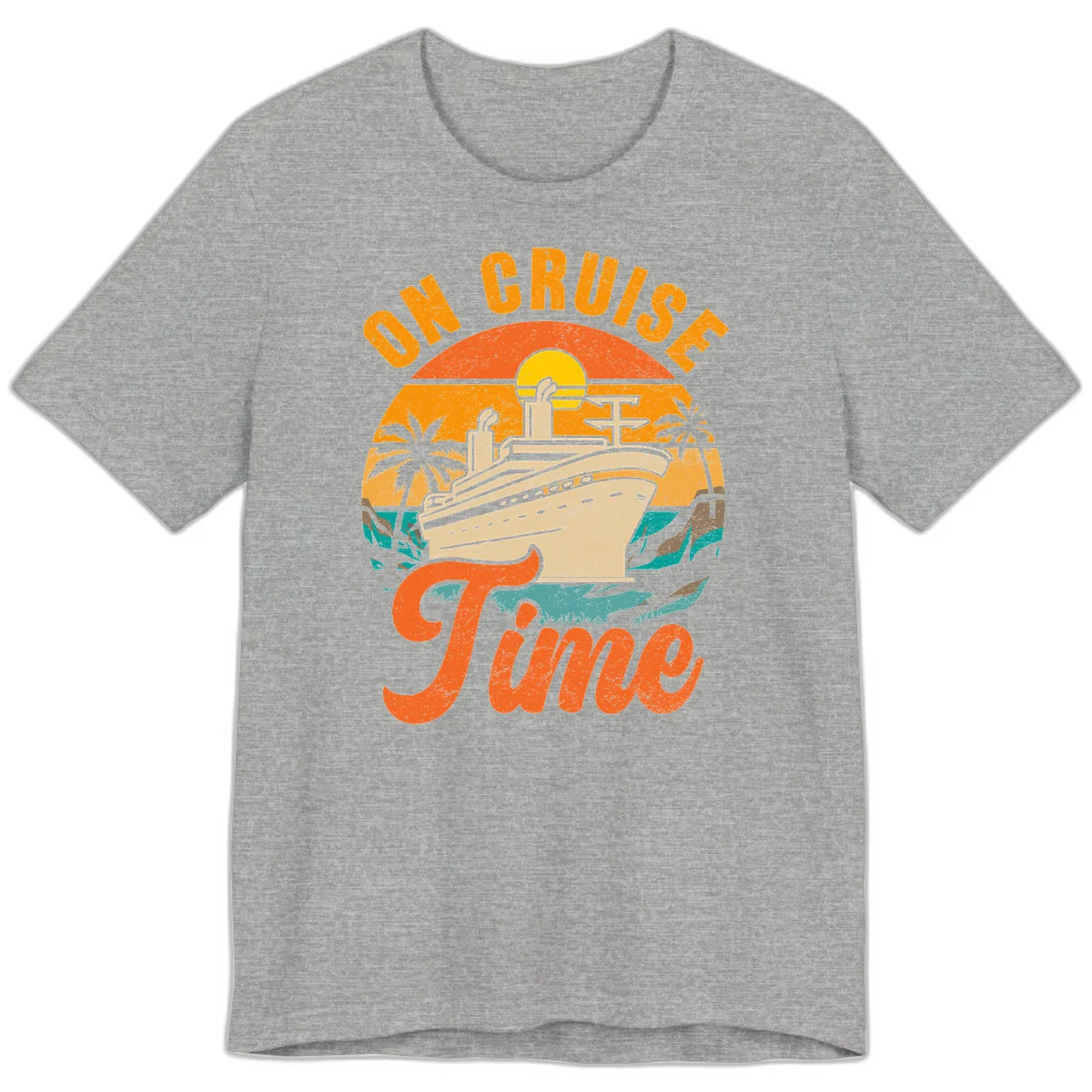On Cruise Time Vintage Sunset Premium T-Shirt in Athletic Heather
