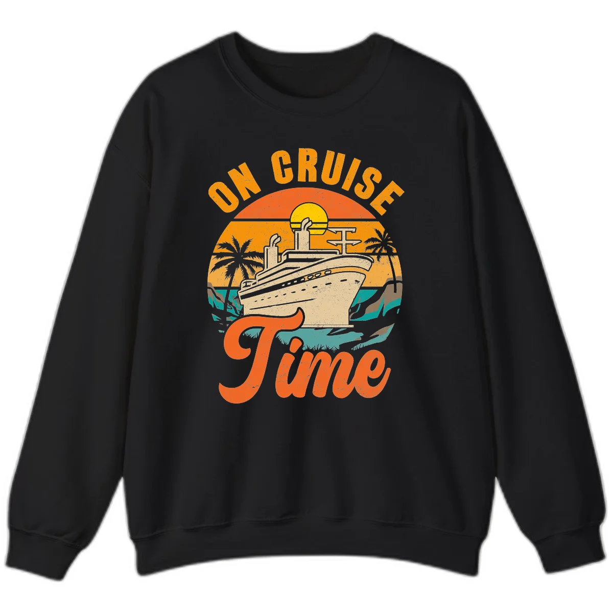 On Cruise Time Retro Cruise Ship Sweatshirt in Black