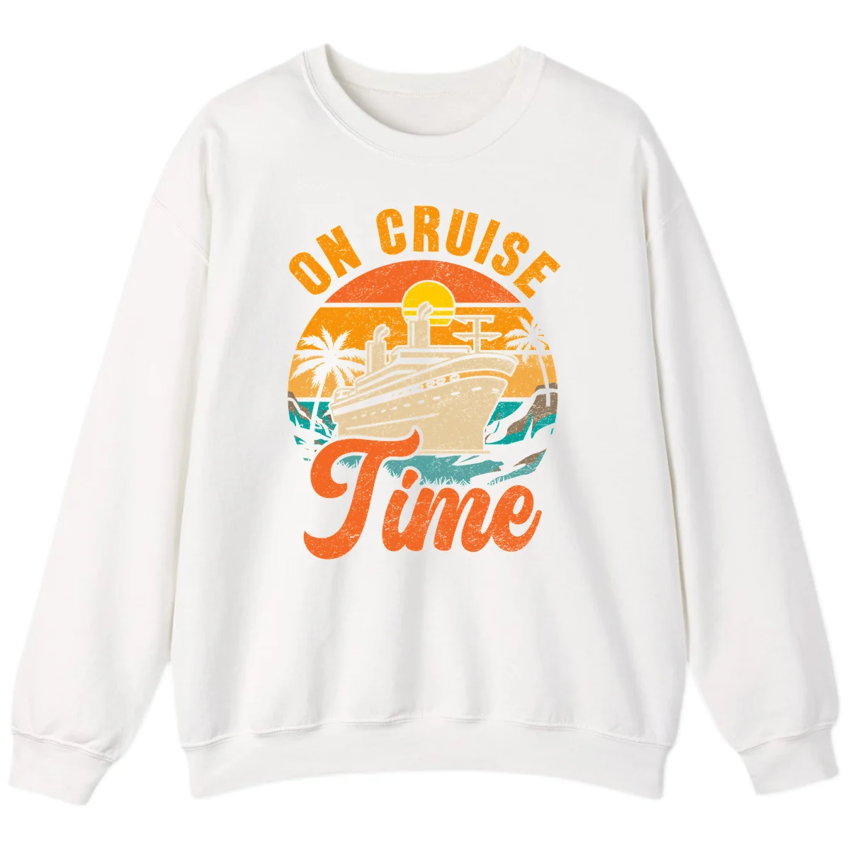 On Cruise Time Retro Cruise Ship Sweatshirt in White