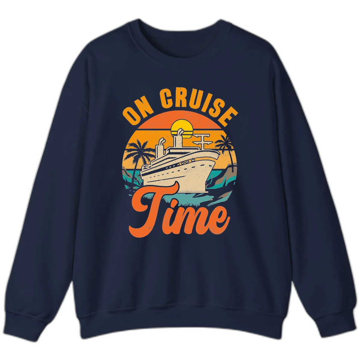 On Cruise Time Retro Cruise Ship Sweatshirt in Navy