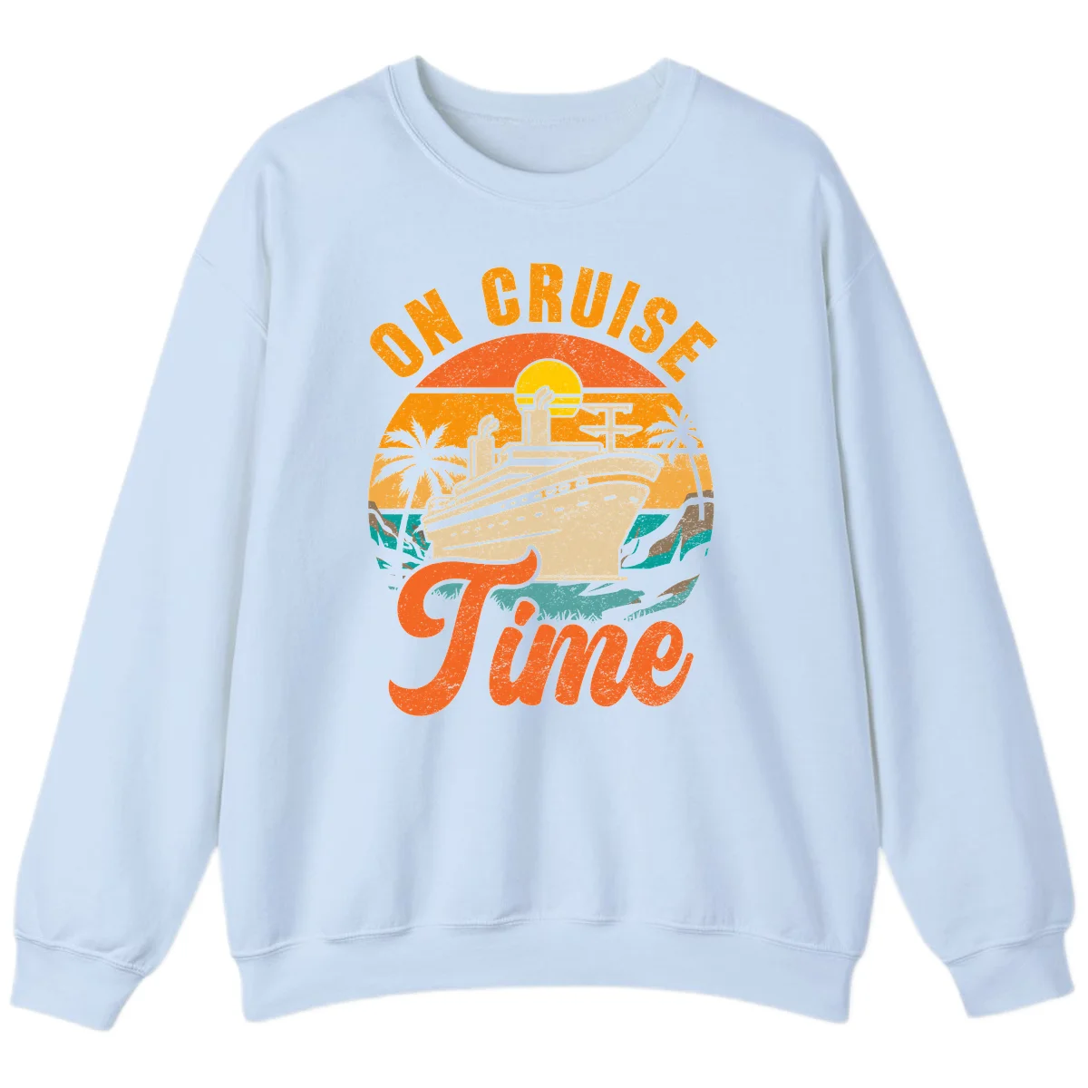 On Cruise Time Retro Cruise Ship Sweatshirt in Light Blue