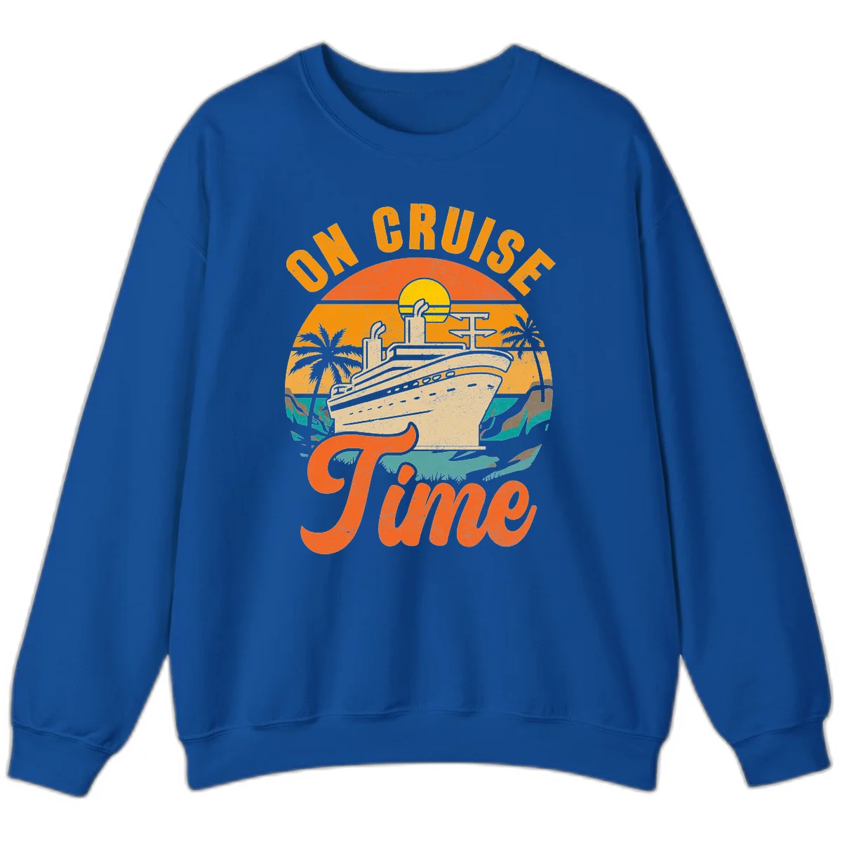 On Cruise Time Retro Cruise Ship Sweatshirt in Royal