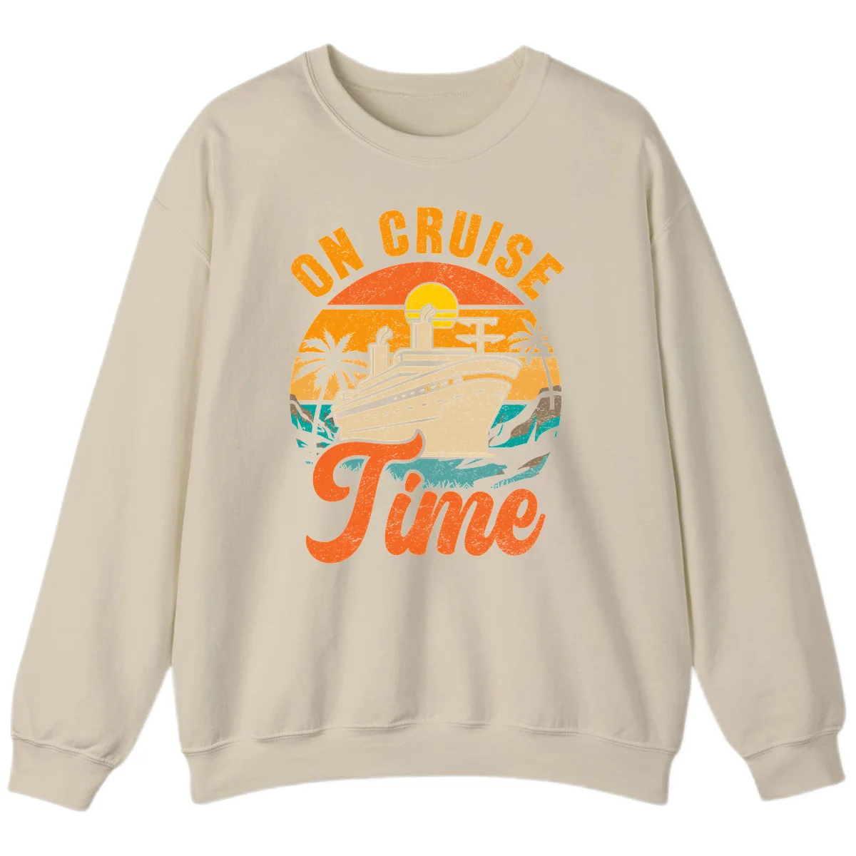 On Cruise Time Retro Cruise Ship Sweatshirt in Sand
