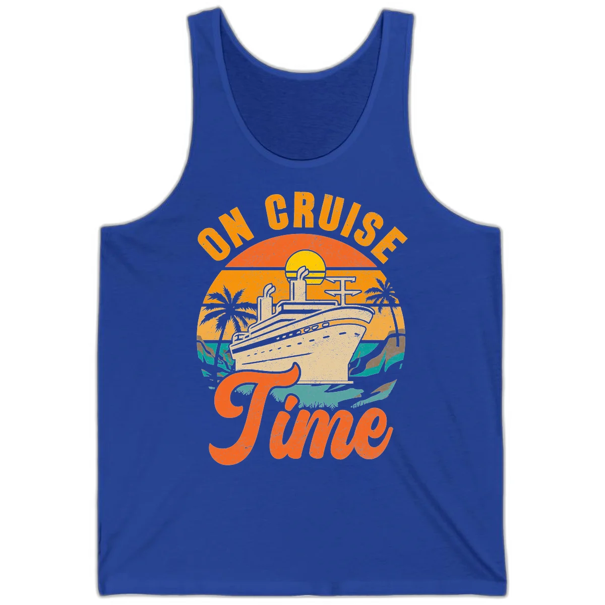 On Cruise Time Retro Cruise Ship Tank Top in True Royal