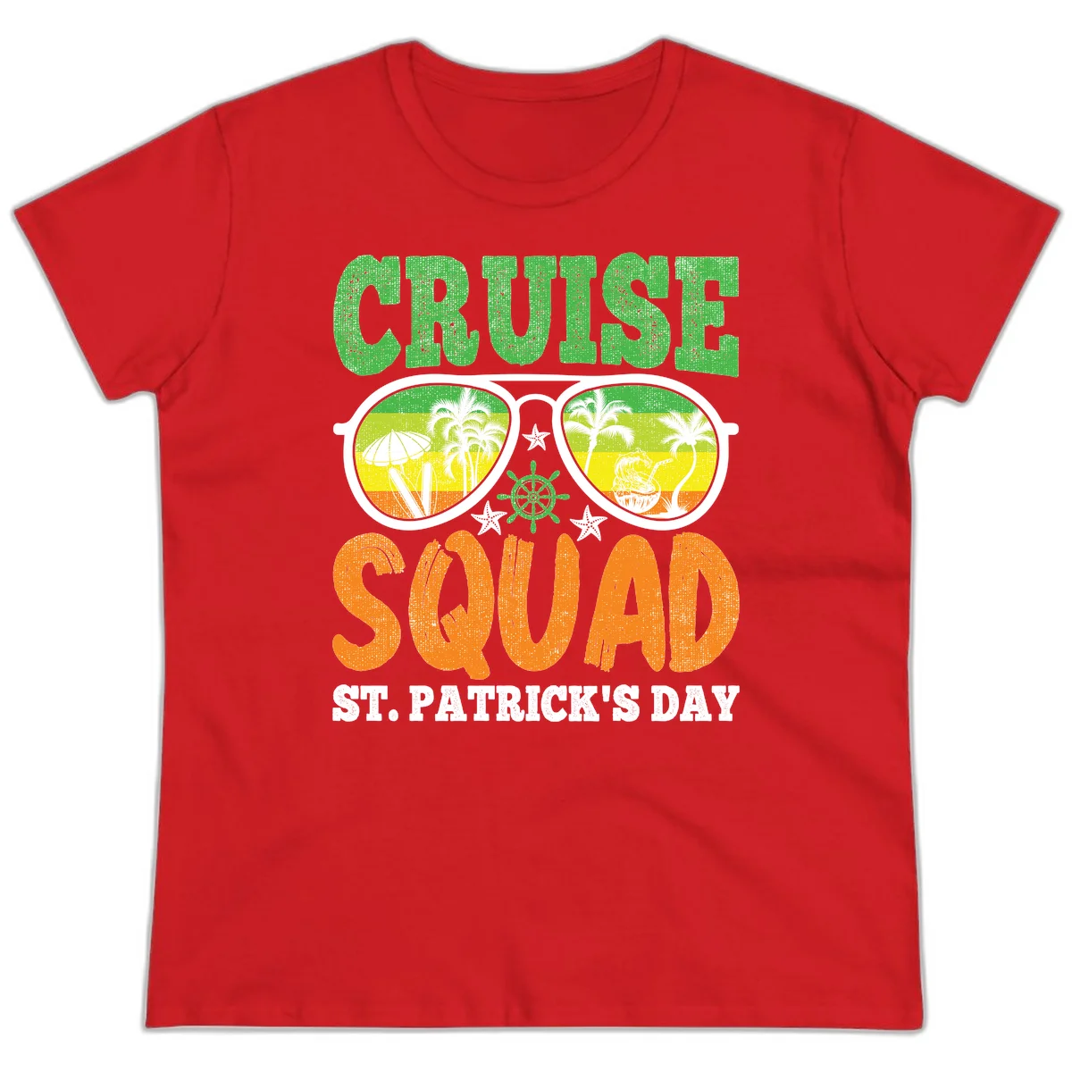 Cruise Squad Squad Sunglasses Ladies Tee in Red