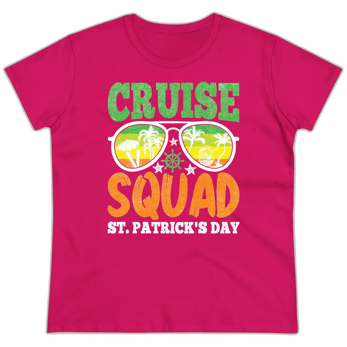 Cruise Squad Squad Sunglasses Ladies Tee in Heliconia