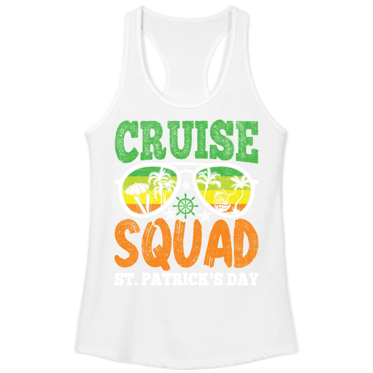 Cruise Squad Squad Sunglasses Ladies Tank in White
