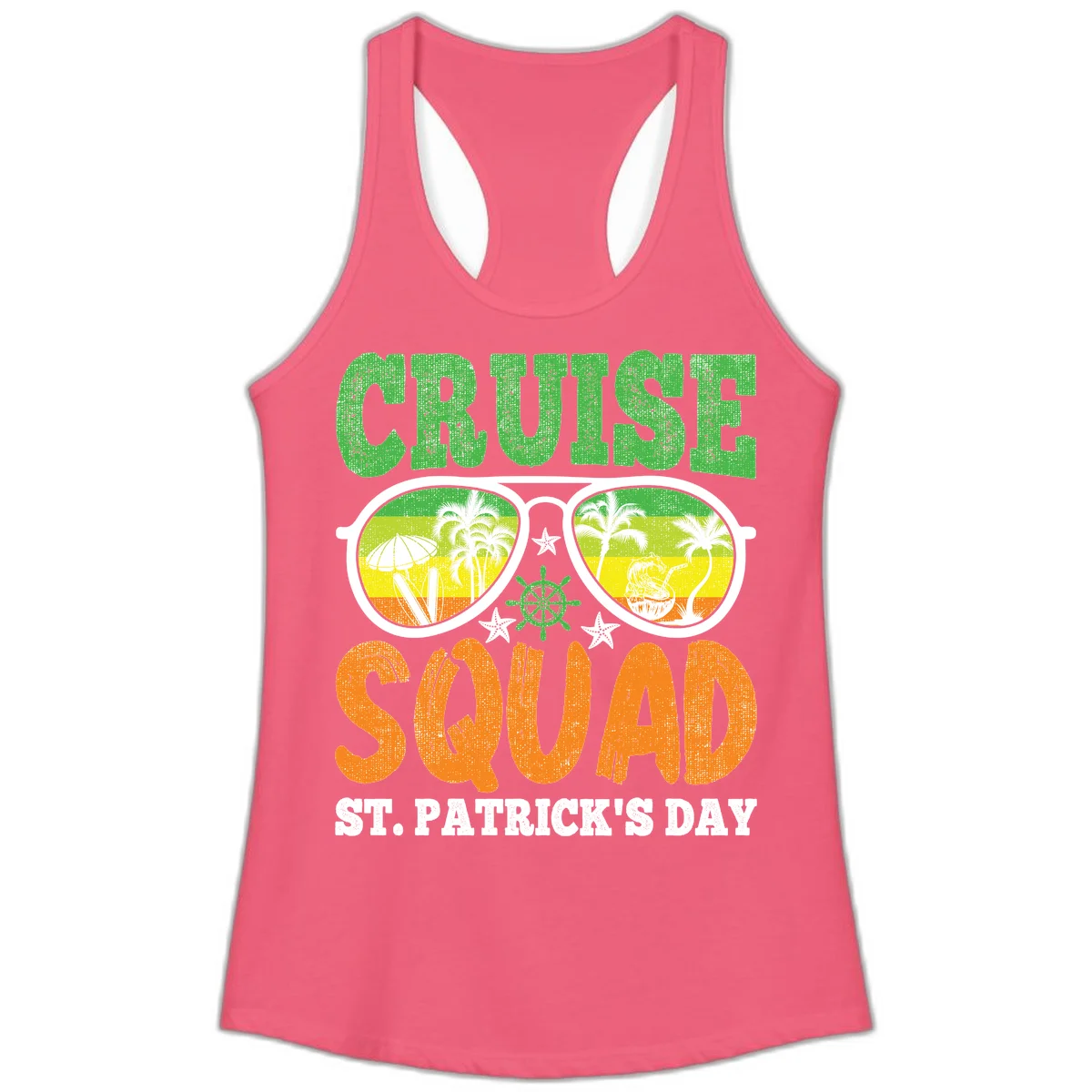 Cruise Squad Squad Sunglasses Ladies Tank in Hot Pink