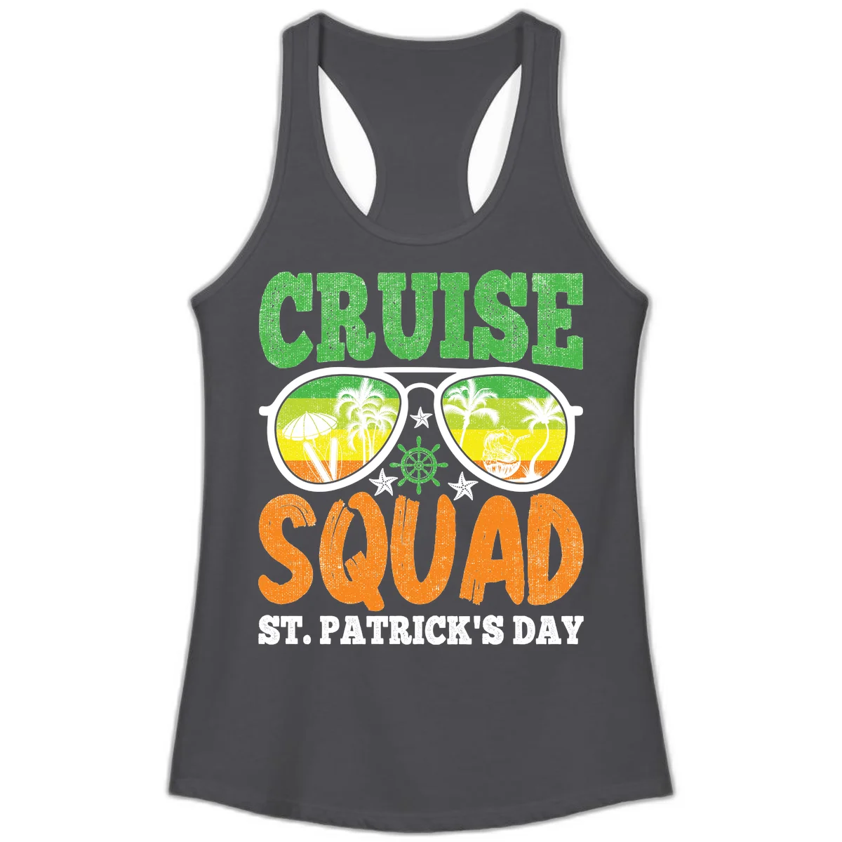 Cruise Squad Squad Sunglasses Ladies Tank in Solid Dark Gray