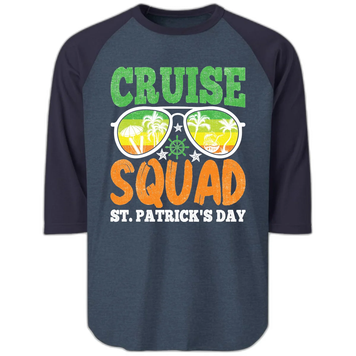 Cruise Squad Squad Sunglasses Raglan 3/4 in Heather Denim Navy