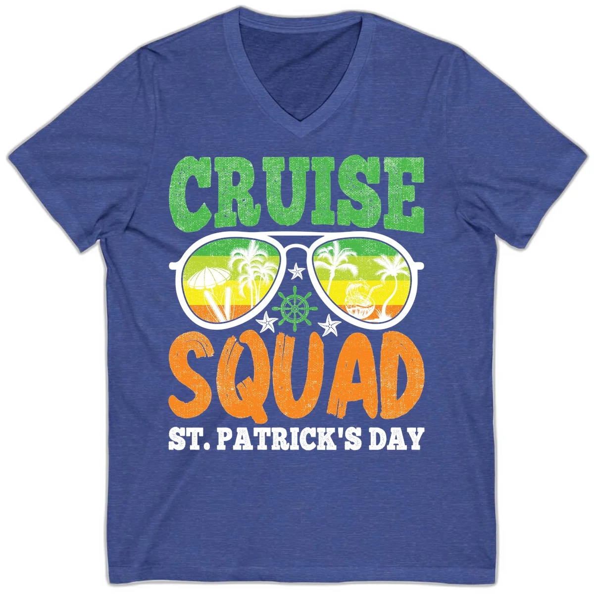 Cruise Squad Squad Sunglasses V-Neck in Heather True Royal