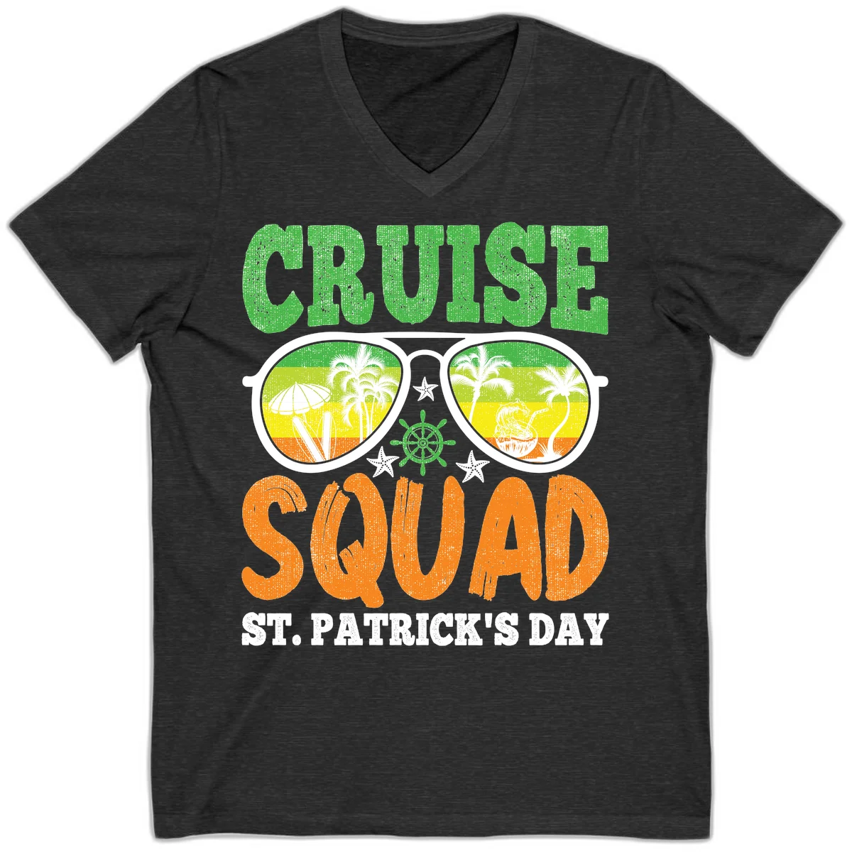 Cruise Squad Squad Sunglasses V-Neck in Dark Grey Heather