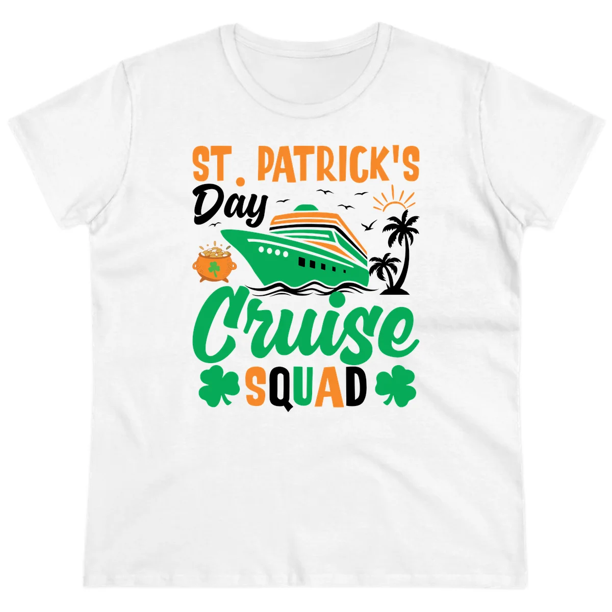 St. Patrick's Day Cruise Squad Ladies Tee in White