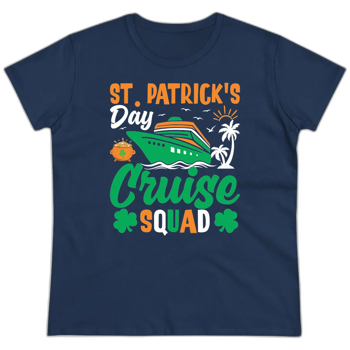 St. Patrick's Day Cruise Squad Ladies Tee in Navy